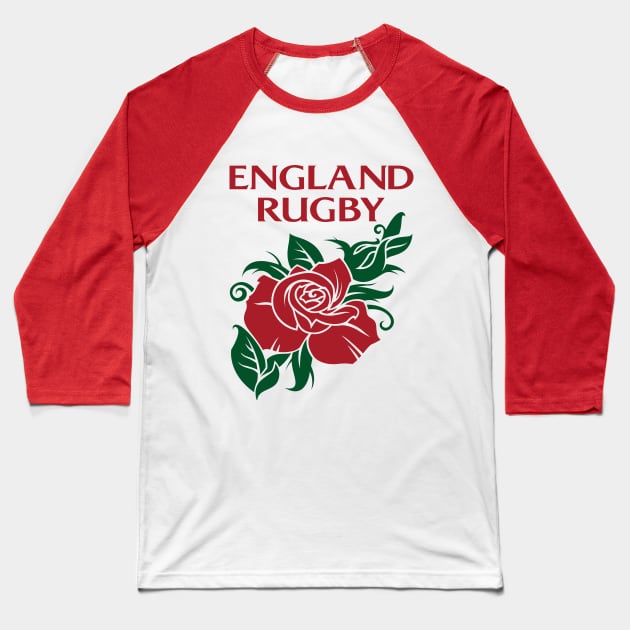 England Rugby Team English Rose Emblem Baseball T-Shirt by CGD